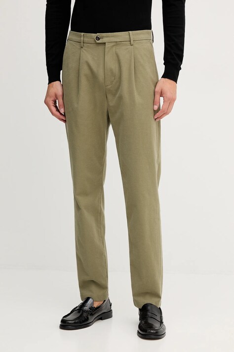 Kalhoty Tommy Hilfiger pánské, zelená barva, ve střihu chinos, MW0MW40699