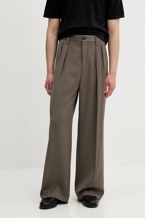 Filippa K pantaloni din lână culoarea maro, drept, 29803