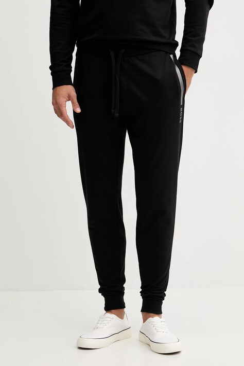 Homewear pamučne hlače BOSS boja: siva, s tiskom, 50545565