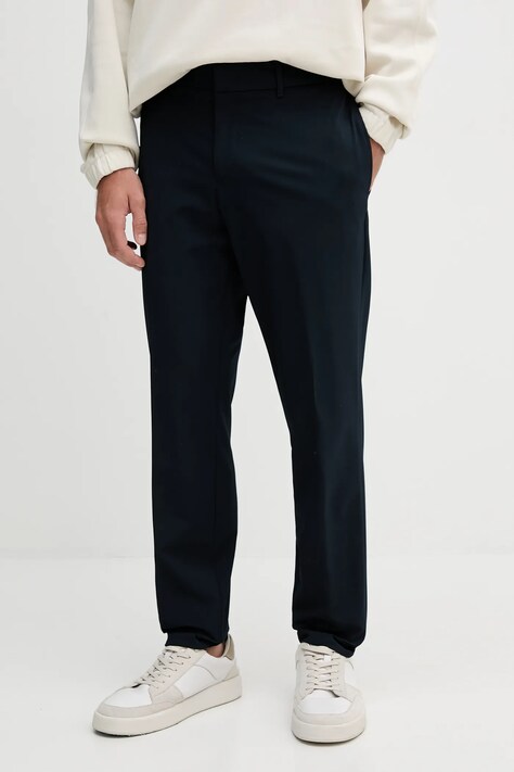 BOSS pantaloni culoarea bleumarin, cu fason chinos, 50543570