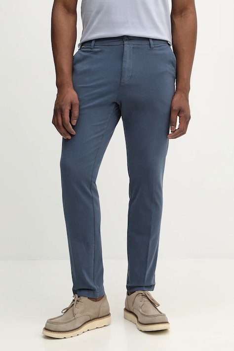 Kalhoty BOSS pánské, tmavomodrá barva, ve střihu chinos, 50543304