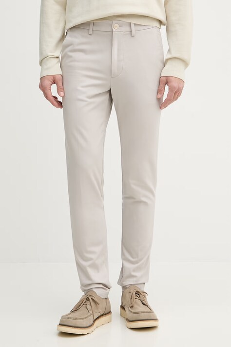 BOSS spodnie P-Kaiton1-Zip męskie kolor szary w fasonie chinos 50543945