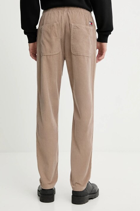 Вельветовые брюки Tommy Jeans цвет коричневый прямые DM0DM21997