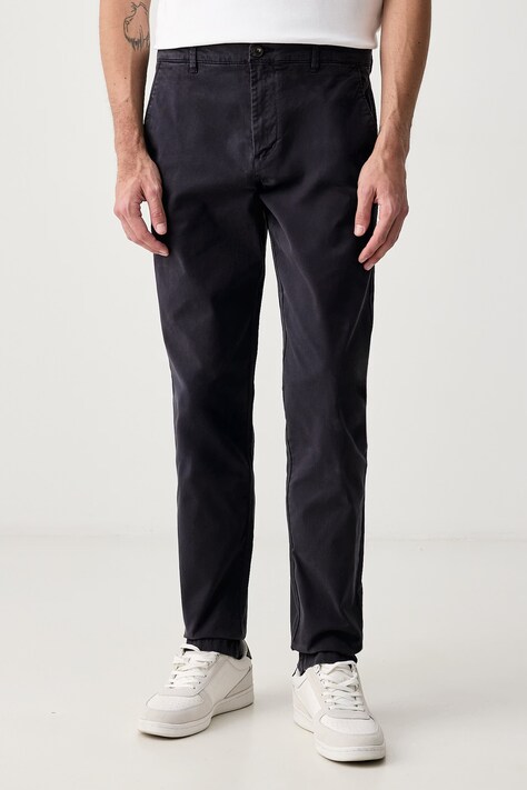 United Colors of Benetton Spodnie chinos męskie bawełniane z elastanem granatowe regular waist 4TZYUF04P