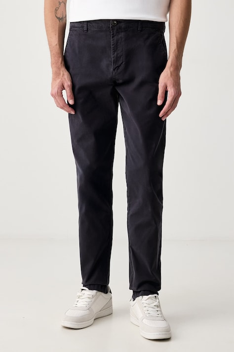 United Colors of Benetton Spodnie chinos męskie bawełniane z elastanem granatowe regular waist 4TZYUF04P