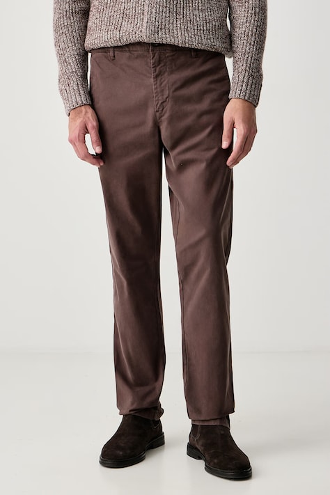 United Colors of Benetton Spodnie chinos męskie bawełniane z elastanem brązowe regular waist 4TZYUF04P