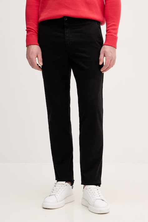 United Colors of Benetton spodnie chinos męskie bawełniane z elastanem czarne regular waist 4TZYUF04P