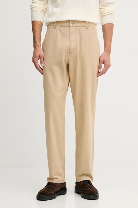 United Colors of Benetton pantaloni de bumbac culoarea maro, drept, 4QHDUF05N