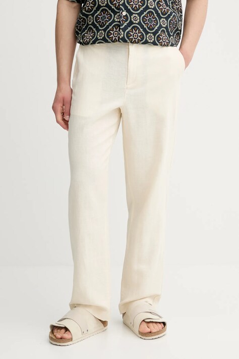 Les Deux pantaloni in lino uomo colore beige 1000060