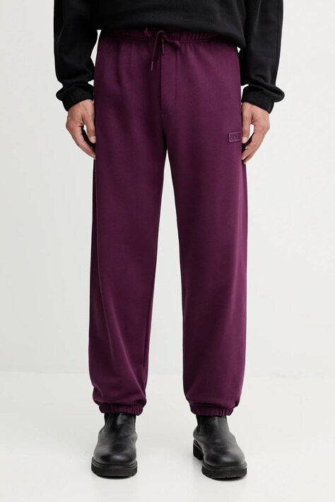 Хлопковые спортивные штаны Versace Jeans Couture цвет бордовый однотонные 79GAAT07 CF01T