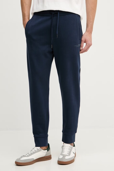 Armani Exchange спортивные штаны для мужчин из хлопка тёмно-синие regular waist