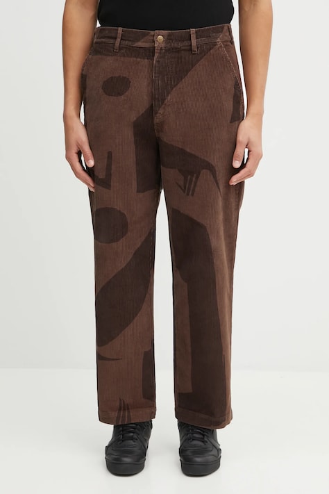 Бавовняні штани by Parra Detached колір коричневий прямі 54440