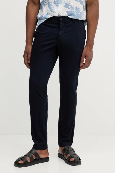 Hackett London spodnie męskie kolor granatowy w fasonie chinos HM2100007R
