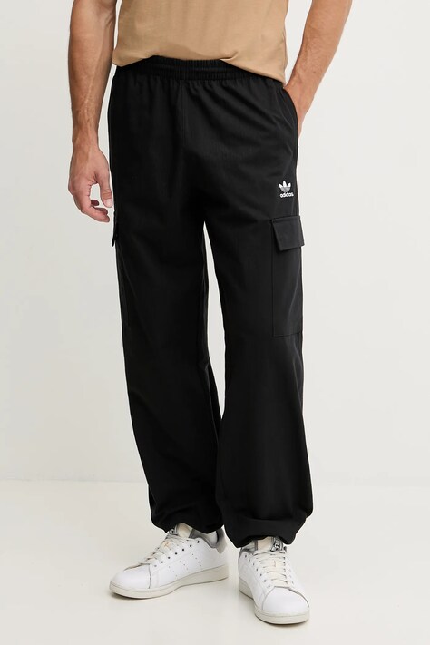 adidas Originals pantaloni de bumbac Essentials culoarea negru, cu fason cargo, JX3913