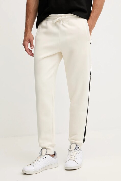 EA7 Emporio Armani spodnie dresowe męskie kolor beżowy z nadrukiem AF10377-7M000974