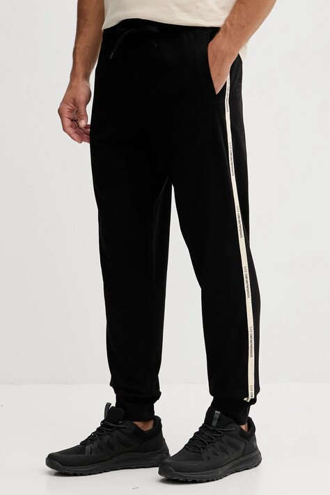 EA7 Emporio Armani spodnie dresowe bawełniane męskie kolor czarny z aplikacją AF13512.7M001756