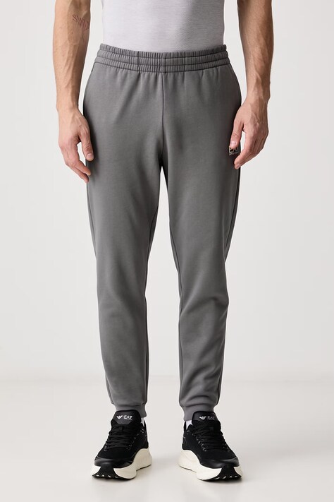 EA7 Emporio Armani Spodnie dresowe męskie z bawełną szare regular waist PJVTZ.8NPP64