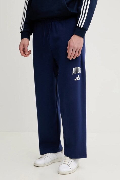 adidas pantaloni de trening Collegiate culoarea bleumarin, cu imprimeu, JM9179