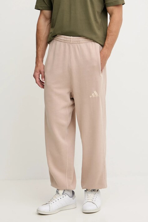 Bavlněné tepláky adidas All SZN pánské, béžová barva, s aplikací, JN0619