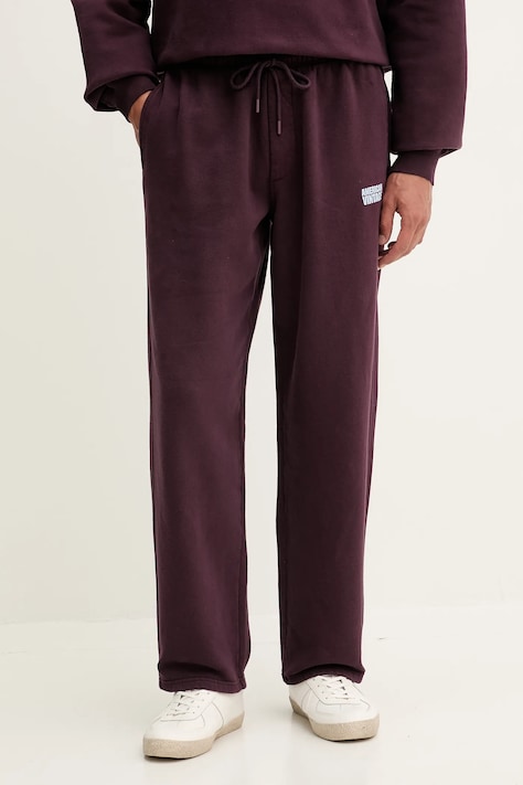 American Vintage pantaloni de trening din bumbac culoarea violet, cu imprimeu, MPLI05B