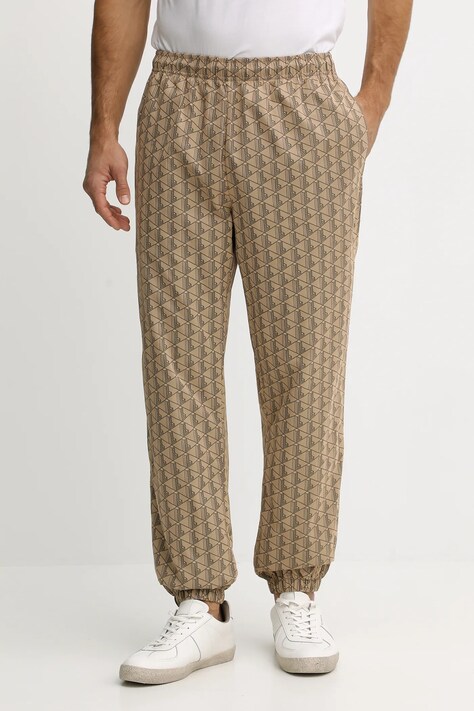 Lacoste pantaloni de trening culoarea bej, cu imprimeu, XH8908