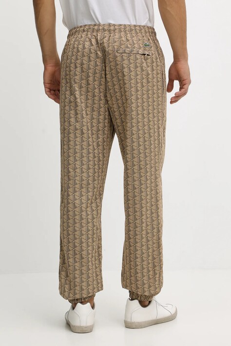 Lacoste pantaloni de trening culoarea bej, cu imprimeu, XH8908