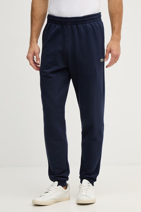 Lacoste spodnie dresowe bawełniane kolor granatowy gładkie XH9833