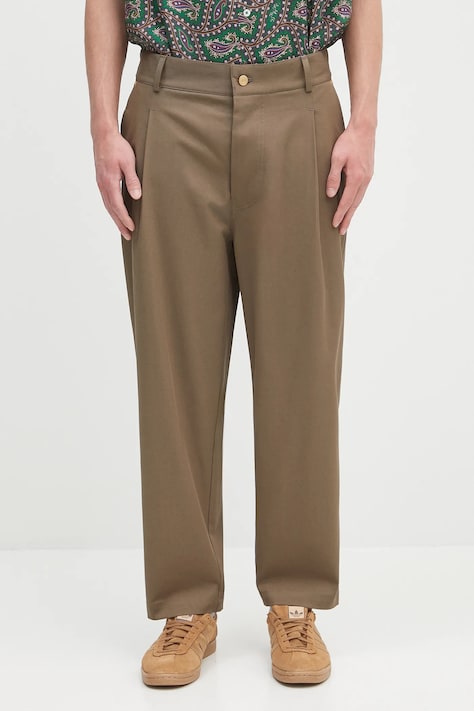 Drôle de Monsieur spodnie Le Pantalon Cropped Twill męskie kolor brązowy proste H.BP155.CO214