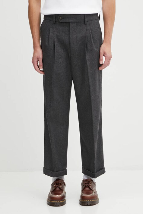 Drôle de Monsieur spodnie z dodatkiem wełny Le Pantalon Plis Cropped kolor szary I.BP192.WV008