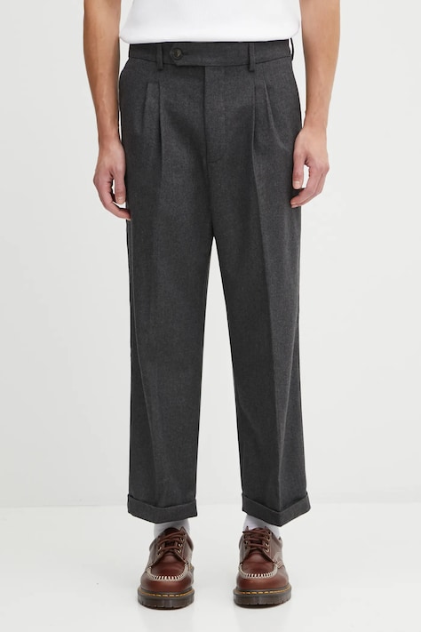 Drôle de Monsieur spodnie z dodatkiem wełny Le Pantalon Plis Cropped kolor szary I.BP192.WV008