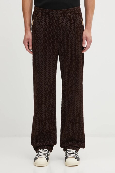 Drôle de Monsieur Spodnie Le Pantalon SurvÍtement Monogramme męskie kolor brązowy proste I.SP008.PL159