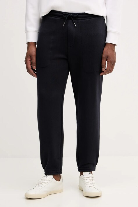 Armani Exchange spodnie dresowe bawełniane męskie kolor granatowy gładkie XM001419 AF16434
