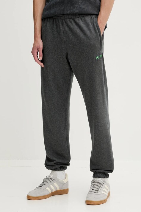 Βαμβακερό παντελόνι adidas x Mercedes χρώμα: γκρι, JX8777