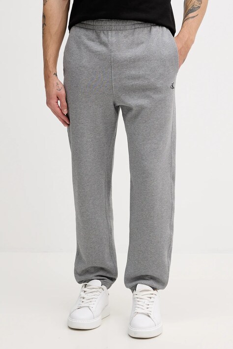 Calvin Klein Jeans spodnie dresowe bawełniane męskie kolor szary gładkie LV04RD241G