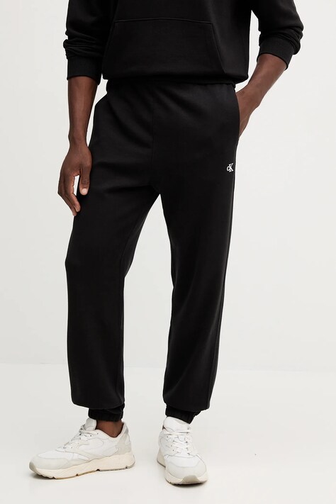 Хлопковые спортивные штаны Calvin Klein Jeans цвет чёрный однотонный LV04RD241G