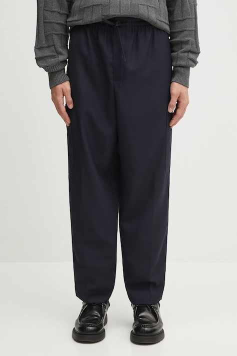 Kenzo pantaloni in lana Cargo Jogpant uomo colore blu navy FE65PA5019RE