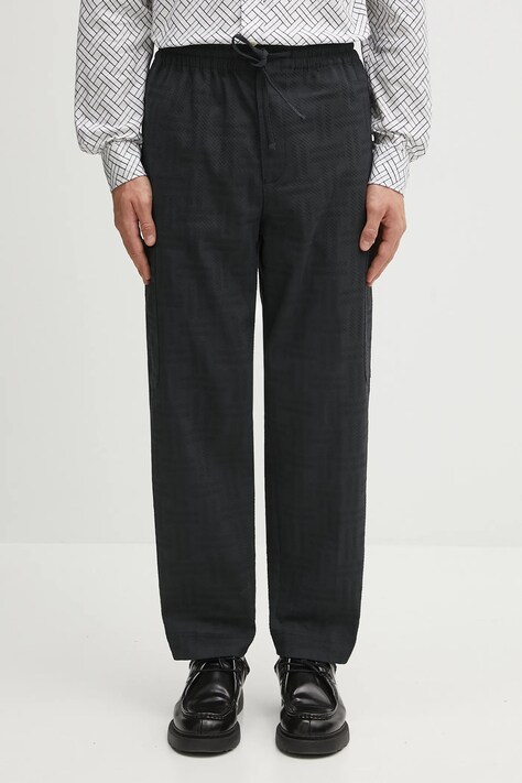 Kenzo spodnie Weave Cargo Jogpant męskie kolor czarny proste FF65PA5019JF