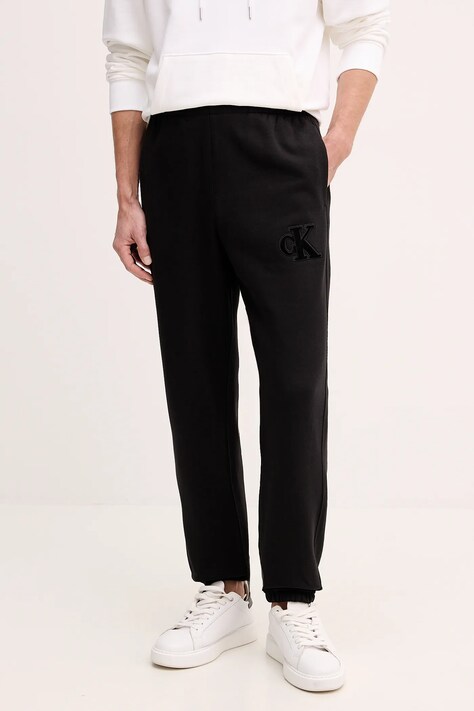Calvin Klein Jeans spodnie dresowe męskie kolor czarny gładkie LV04RD252G