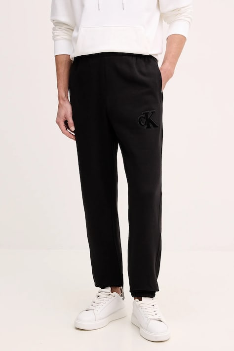 Calvin Klein Jeans spodnie dresowe męskie kolor czarny gładkie LV04RD252G