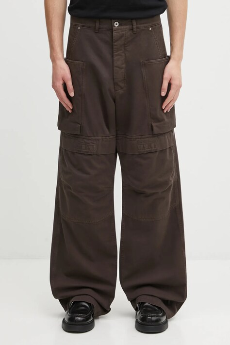 Rick Owens DRKSHDW cotton trousers Stefan Cargo brown color DU02E7368.TW