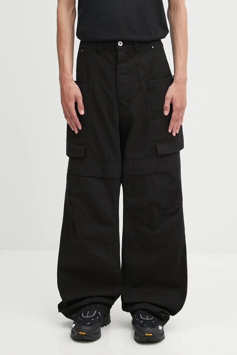 Rick Owens DRKSHDW spodnie bawełniane Stefan Cargo męskie kolor czarny proste DU02E7368.TW