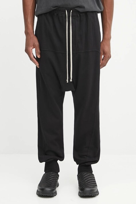 Rick Owens DRKSHDW spodnie dresowe bawełniane Prisoner Drawstring męskie kolor czarny gładkie DU02E7395.RIG