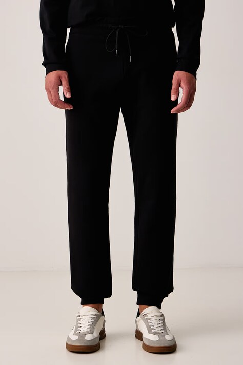 Aeronautica Militare Spodnie dresowe męskie z bawełną czarne regular waist PF1008UF00662