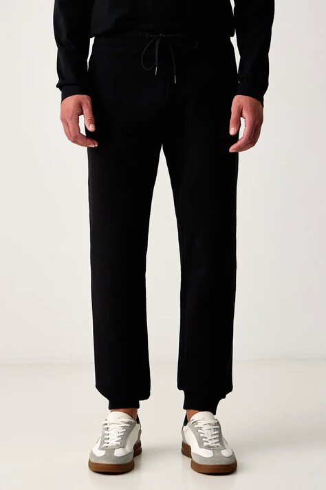 Aeronautica Militare Teplákové nohavice pánske s bavlnou čierne regular waist PF1008UF00662