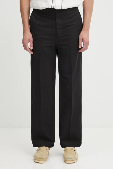 Памучен панталон Visvim ex wide chino pants мъжки в черно със стандартна кройка 125105008008