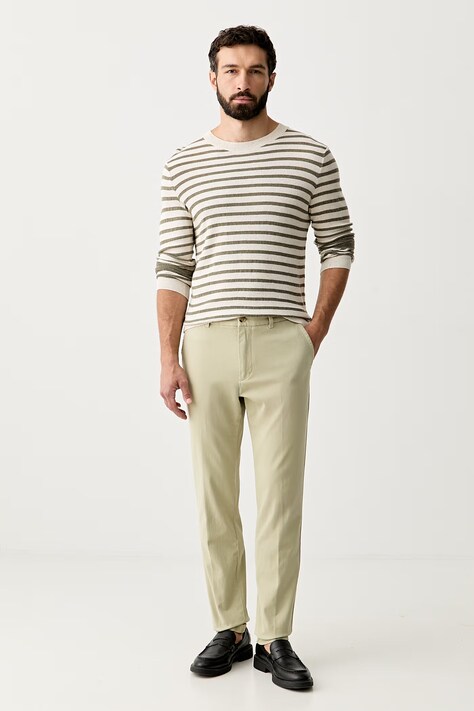 BOSS pantaloni chinos pentru bărbați din bumbac cu elastan H-Kaiton1 bej regular waist 50543312