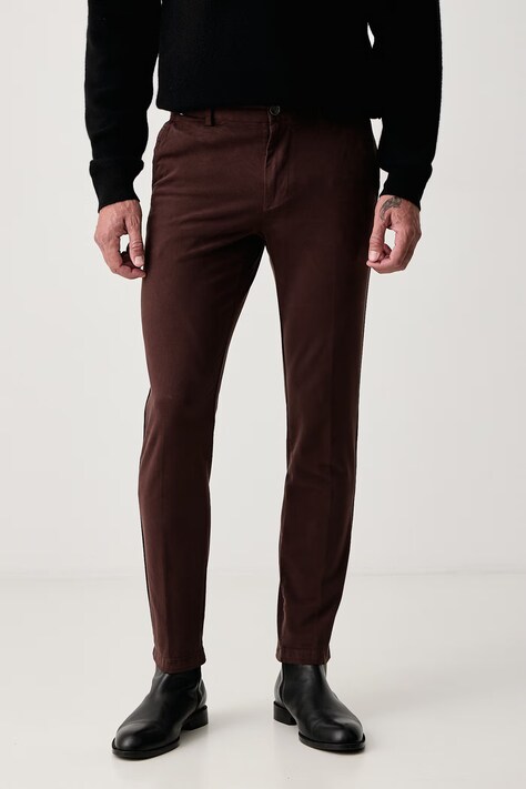 BOSS Spodnie chinos męskie bawełniane z elastanem H-Kaiton1 brązowe regular waist 50543312