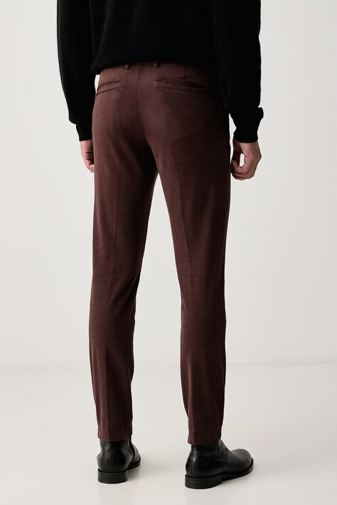 BOSS Spodnie chinos męskie bawełniane z elastanem H-Kaiton1 brązowe regular waist 50543312