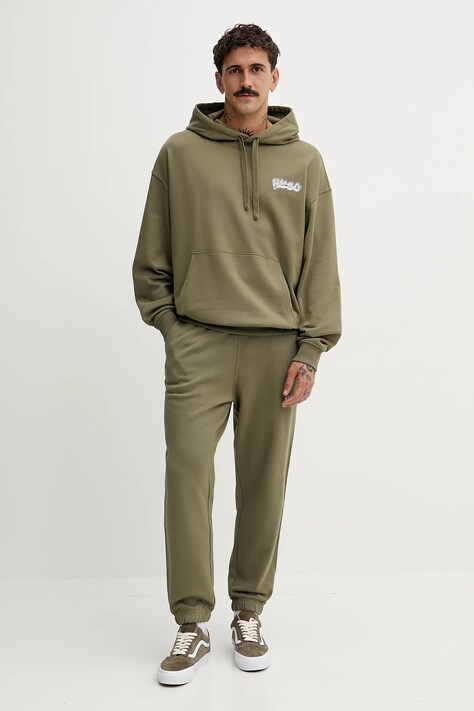 Hugo Blue pantaloni de trening din bumbac culoarea verde, cu imprimeu, 50549779