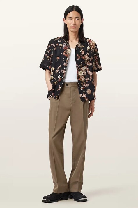 AllSaints pantaloni cu lână TALLIS culoarea maro, drept, M021TD